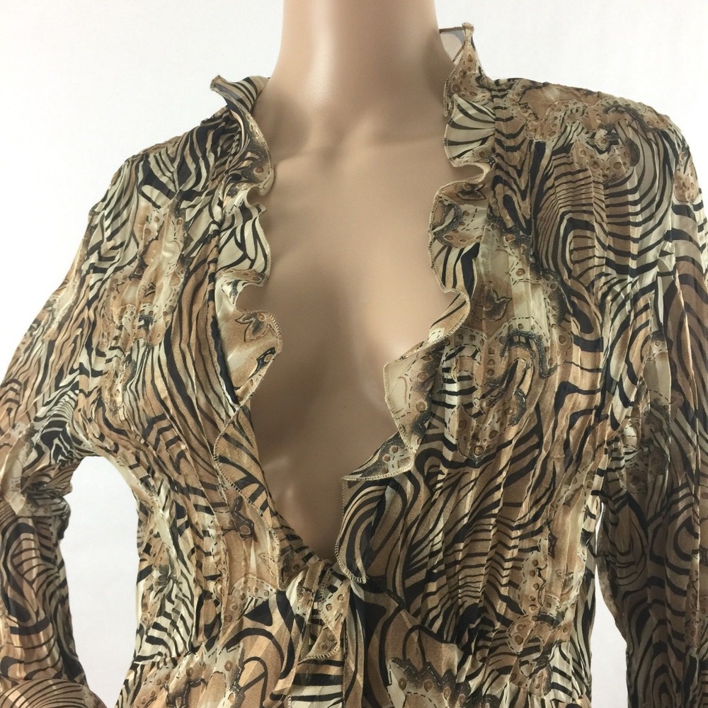 Notations Ruffled Tie Front Cardigan Top - Picture 2 of 7